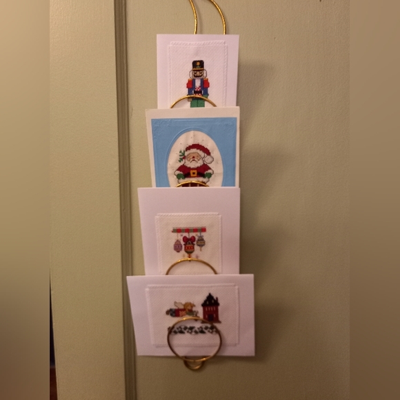 Vintage Gold Wire Christmas Holiday Card Holder MCM Retro - Picture 2 of 3